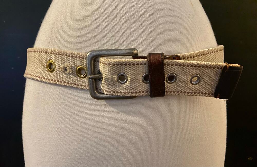 EDDIE BAUER Distressed Cotton Belt w/Leather Trim Womens sz 40